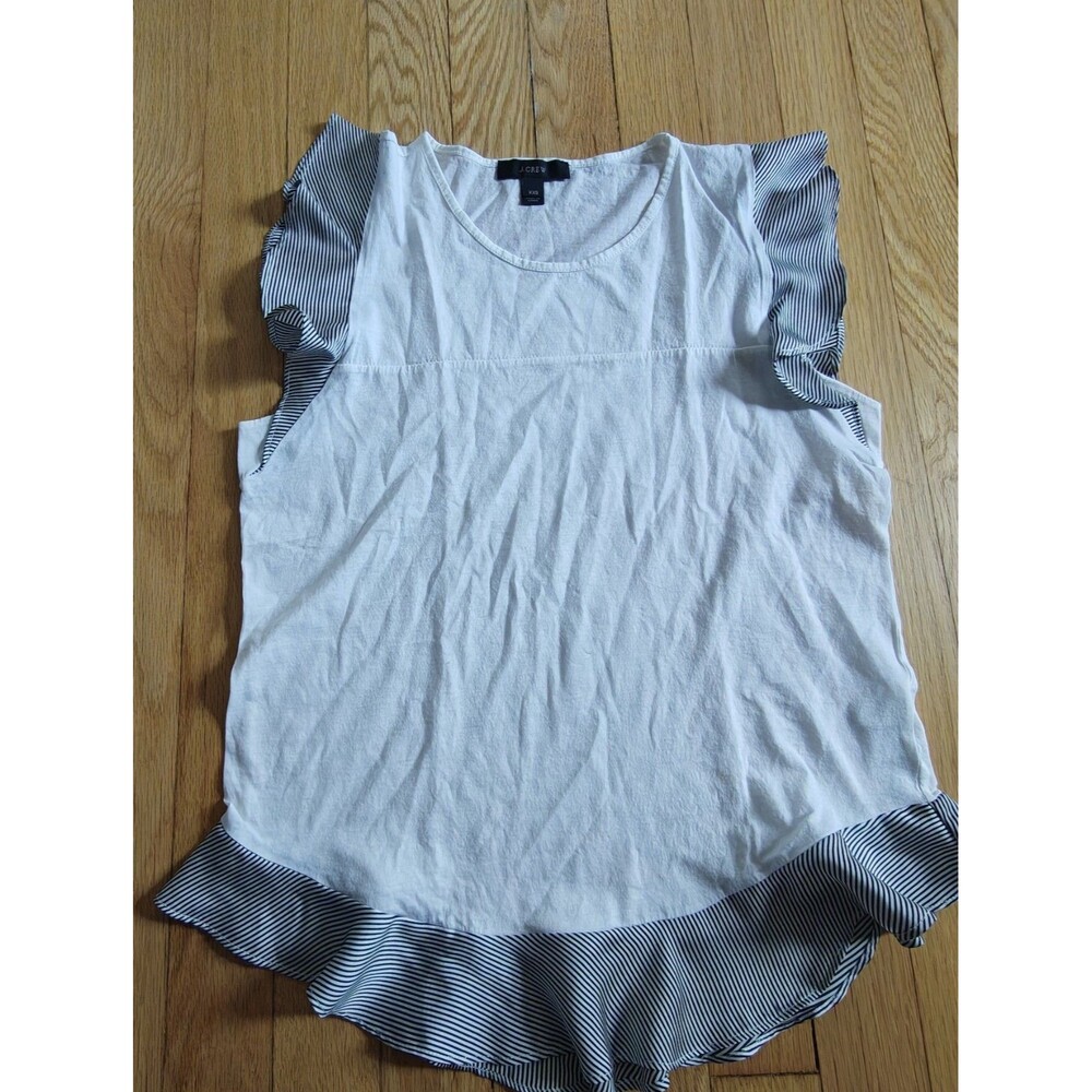 J.Crew White Cotton Ruffle Hem Cap Sleeve Top Women’s XXS Sleeveless Casual